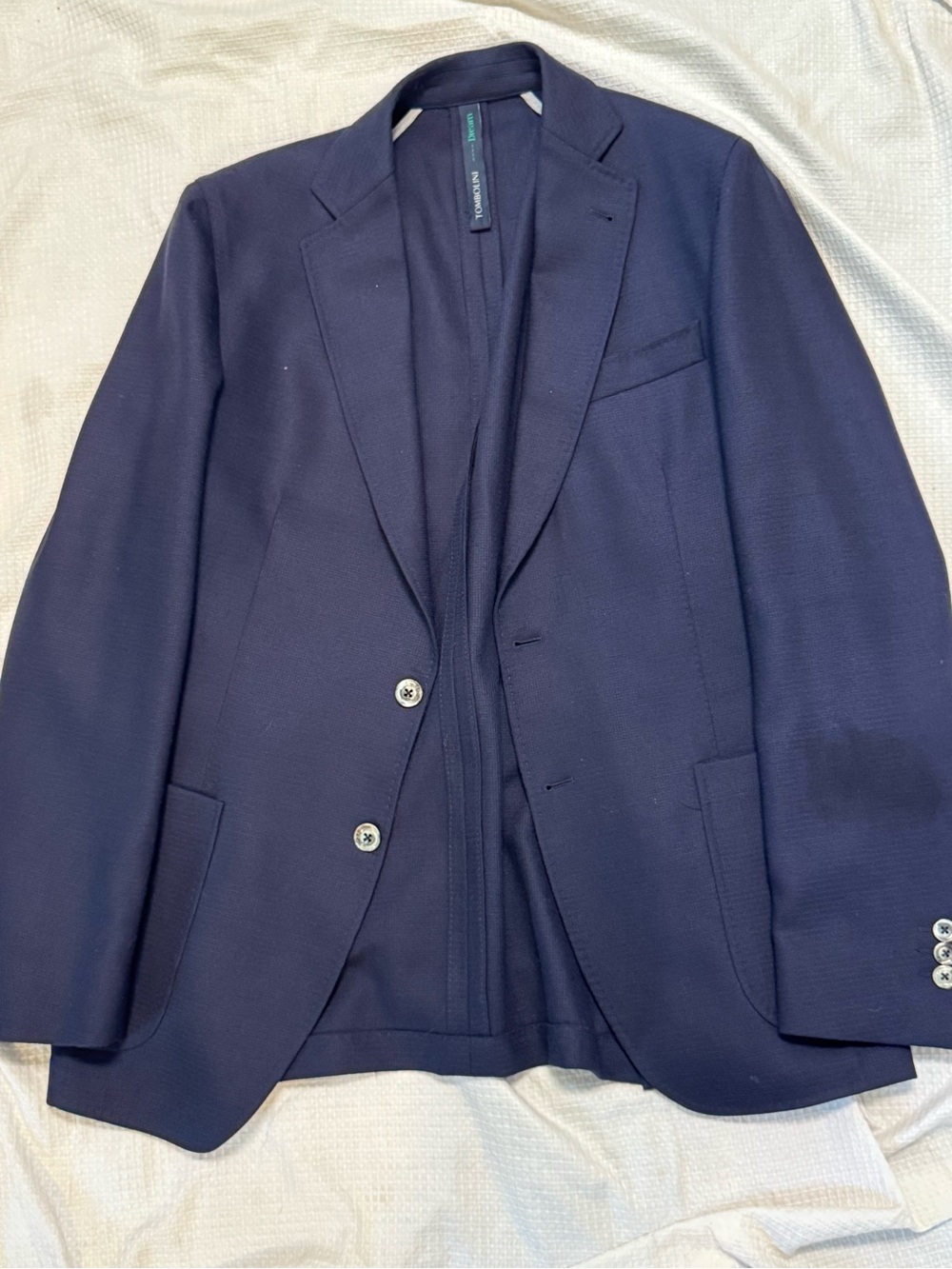 $1250.00 Tombolini made in Italy Men's Navy Knit Blazer - slim Two-Button